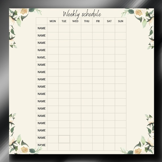 Weekly Employee Scheduling Template. Editable Weekly Work Calendar.  Printable Employee Shift Planner Template. Instant Print Work Schedule. -  Etsy