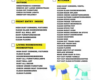 Airbnb Cleaning List. PDF File. Instant Print Digital Download. Editable.