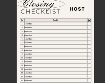 Restaurant Employee Checklist for Opening & Closing tasks. Templates for FOH and BOH. Server, Host, Bartender, Expo, Cooks, Dishwasher, Prep