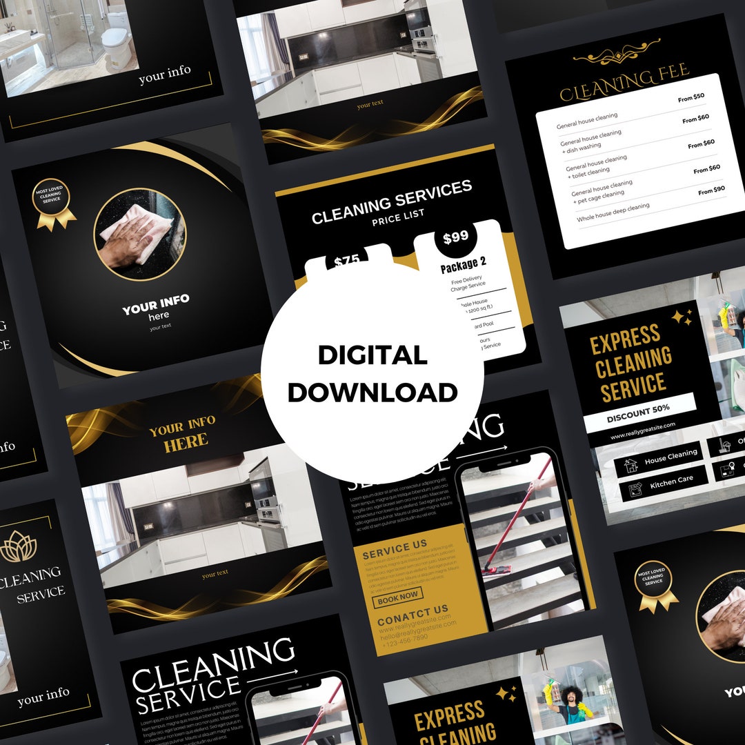 Cleaning Service Instagram Template. Cleaning Company. Instagram Posts. Instagram Cleaning Posts