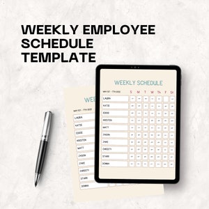 Employee Weekly Schedule Template. Instant Print. Editable.