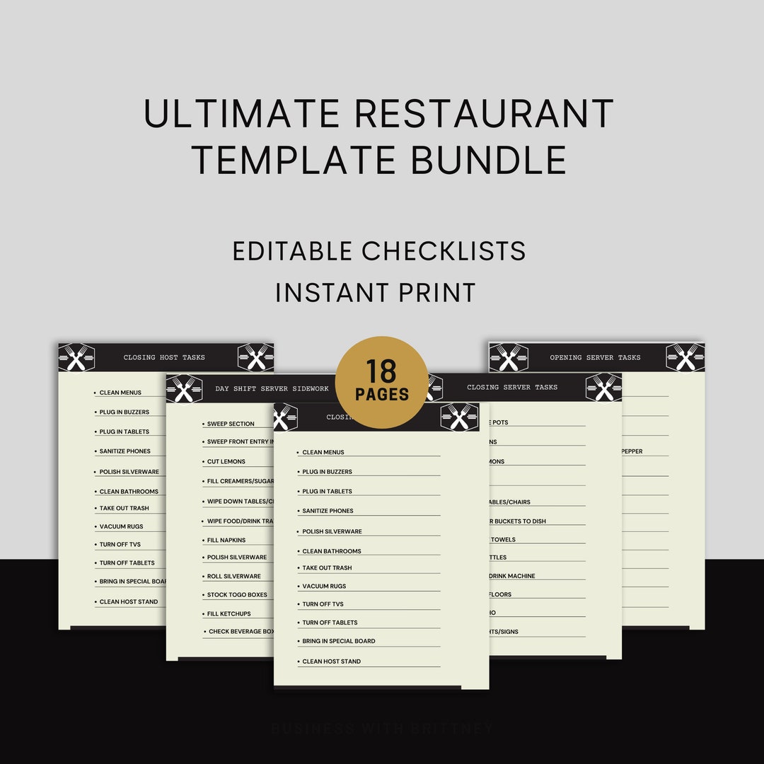 Restaurant Side Work Checklist Template FOH BOH Employee Checklist Restaurant Side Work Checklist Template FOH BOH Employee Checklist