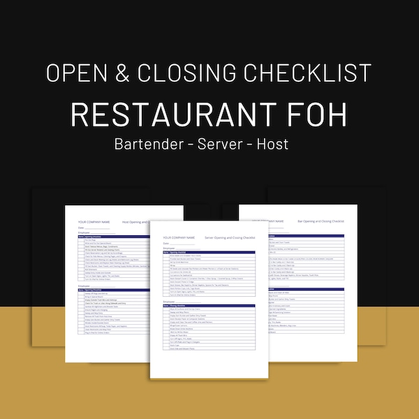 FOH Opening & Closing Checklist Template. Server Sidework. Bartender Open list. Server Opening Checklist. Restaurant Checklist. Opening list