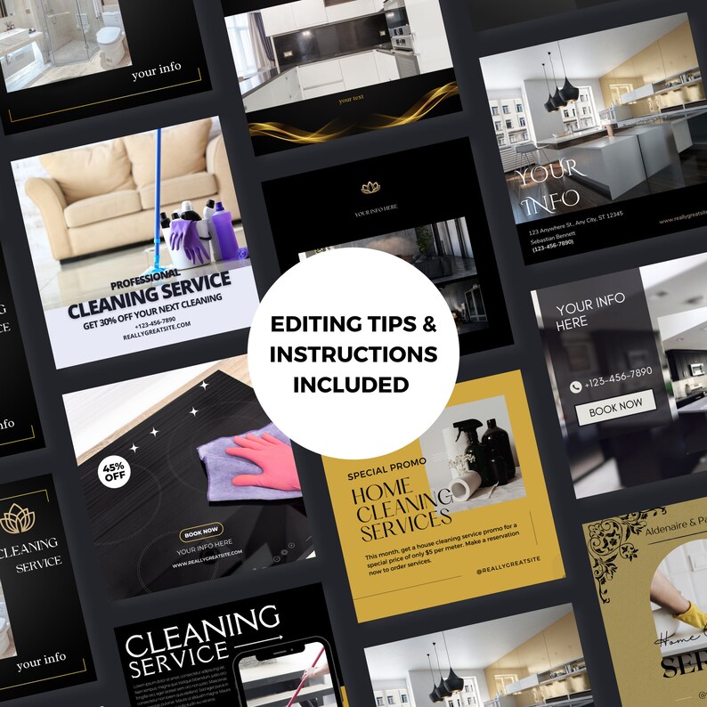 Cleaning Service Instagram Template. Cleaning Company. Instagram Posts