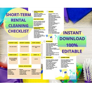 Airbnb Cleaning List. PDF File. Instant Print Digital Download. Editable.