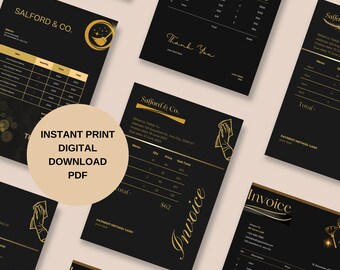 Plantilla de factura de servicio de limpieza editable: 7 diseños (descarga digital)
