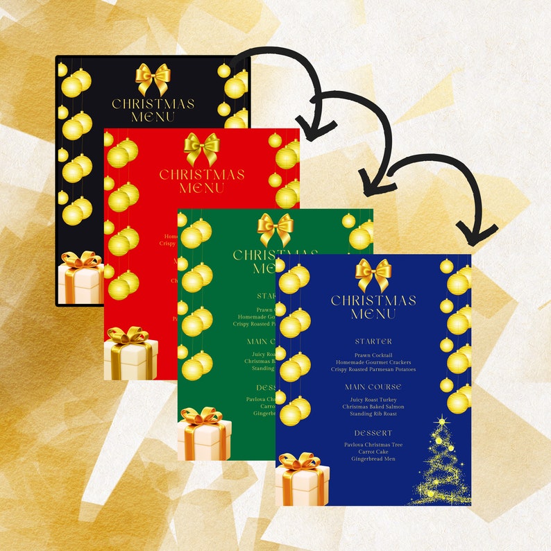 Christmas Menu Template. Editable Holiday Catering Menu. Printable