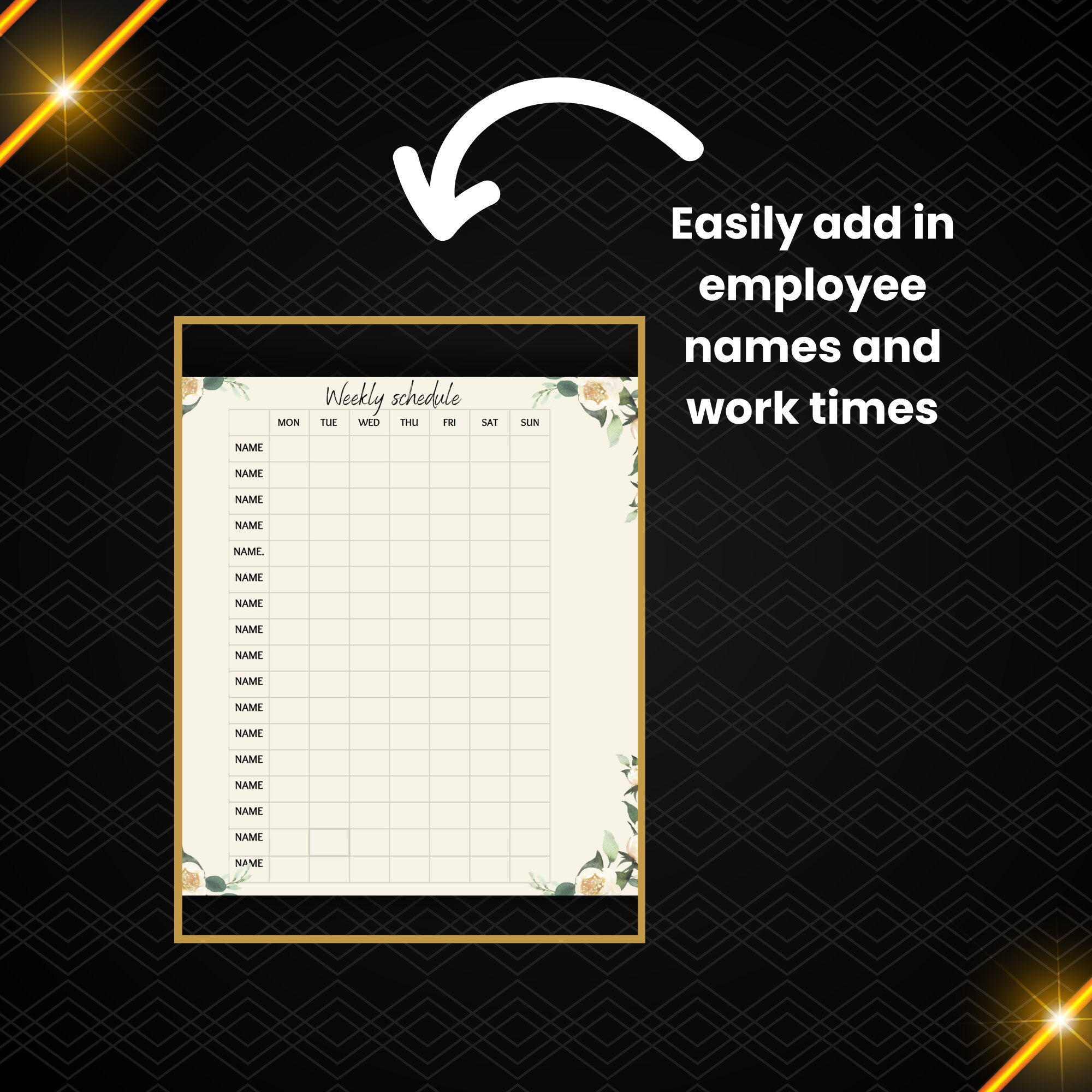 Weekly Employee Scheduling Template Editable Weekly Work Calendar
