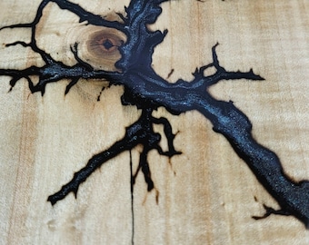 Live Edge Fraktal Brennen Ash Chamäleon Grün Epoxidharz