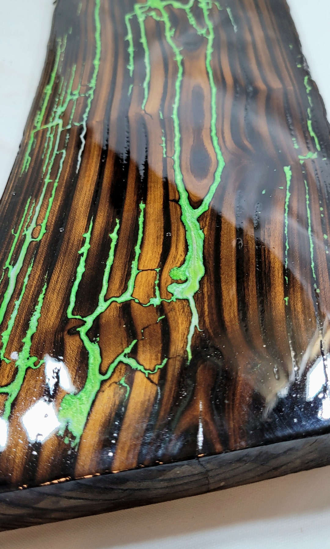 Live Edge Fractal Burn Olive Epoxy Resin Inlay Etsy