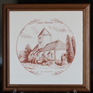 Vintage Yves Ducourtioux French Tile Trivet: Farmhouse Kitchen Decor