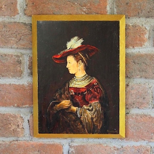 Vintage German Oil Painting: Signed Portrait of Woman, 1969