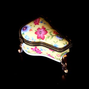 Vintage Limoges Porcelain Piano Box: Hand-Painted Floral Trinket Box