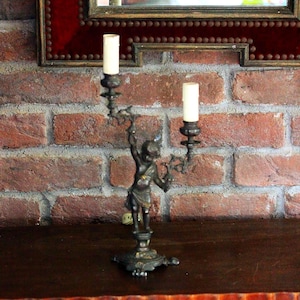 Vintage French Bronze Table Lamp- Statue, Art  Nouveau Table Lamp