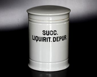 Vintage French Porcelain Apothecary Jar: "Ungt. Pomad Zelleri"