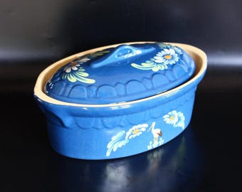 Vintage Alsatian Terrine Casserole, Dish, Ceramic Earthenware Cookware