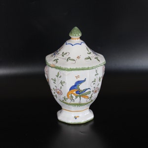Vintage French Moustiers Bonboniere, Candy Box, Bowl, Moustiers ceramic