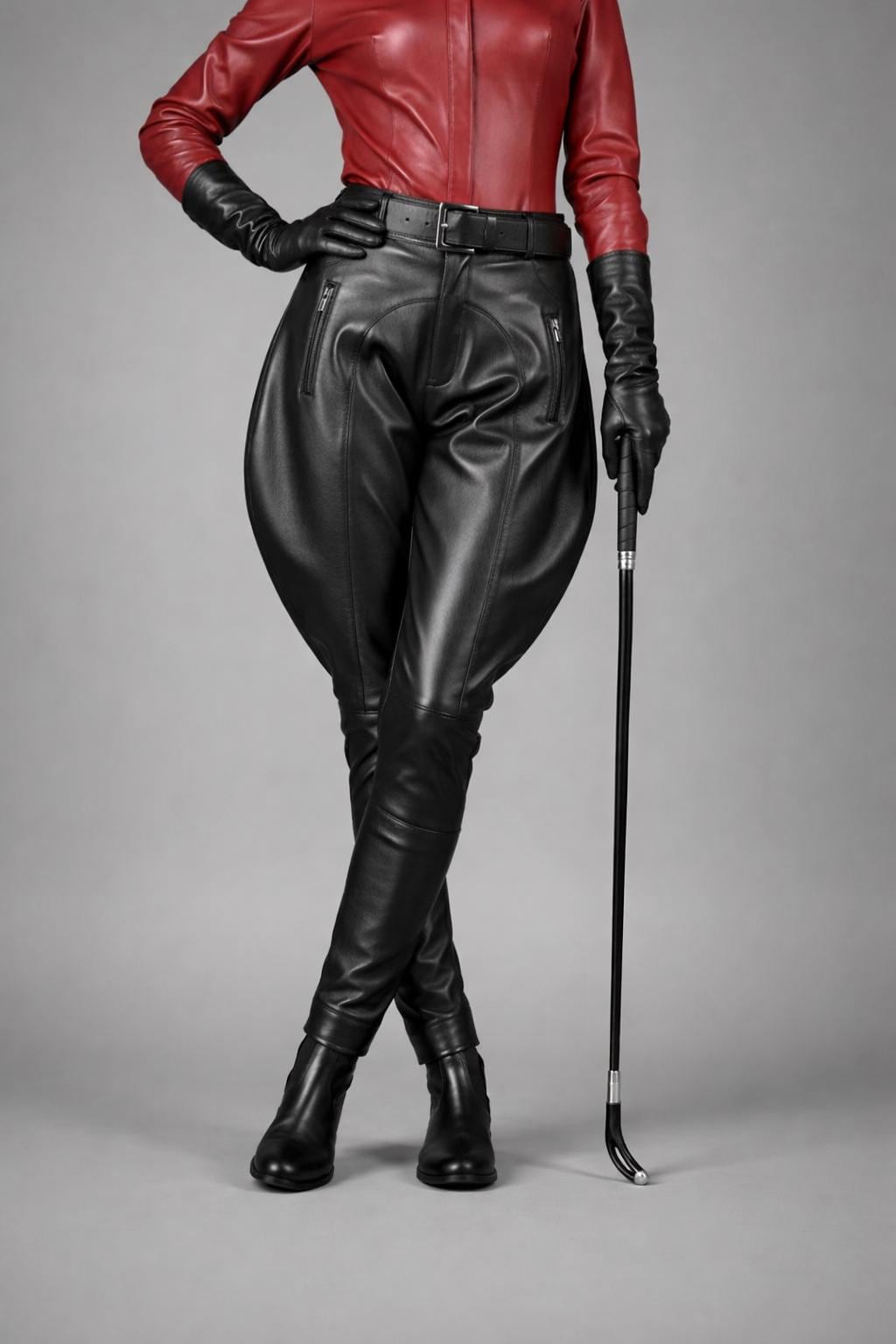 Women's Leather Jodhpurs Breeches - High Waist Equestrian Horse