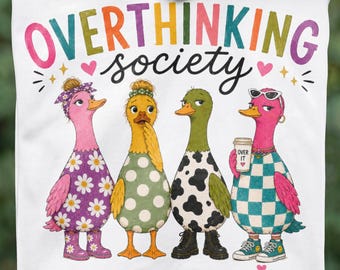Overthinking Society Duck PNG, Retro Angst Grafik Tee Sublimation (digitaler Download)