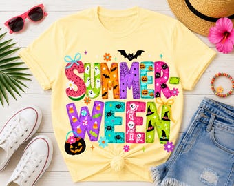 Summerween PNG, Süßes Halloween PNG, Gruseliges Sommer-Shirt-Design, Geisterkürbis-Sublimation, Sommer-Halloween-PNG