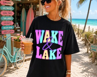 Wake and Lake Shirt, Lake Life PNG, Lake Vacation, Boating Shirt Design, Pontoon Shirt, Summer Lake Tee, Cottage Trip