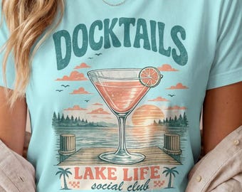 Docktails Lake Life Social Club PNG, Cocktail Sonnenuntergang Grafik (Digitaler Download)