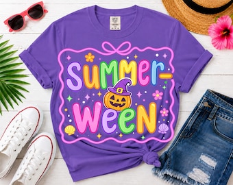 Summerween PNG, Cute Halloween Summer PNG, Trendy Summerween Shirt Design, Preppy Halloween Sublimation, Retro Pumpkin PNG