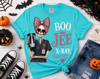 Boo Jee X Ray Society PNG, Halloween X Ray Tech PNG, Spooky Radiology Tech Skeleton, Fall Healthcare Sublimation
