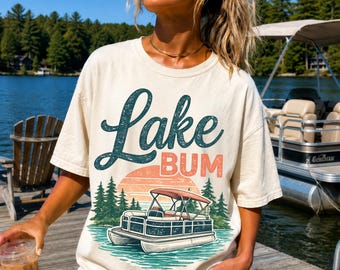 Lake Bum PNG, Schwimmerboot PNG, Lake Life Shirt Design, Retro See Urlaub PNG, Sommer Bootfahren Sublimation Download