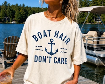 Boot-Haar ist mir egal PNG, Bootfahren-Shirt-Design, See-Leben PNG, Nautische Sommer Sublimation, Bootsliebhaber Digital Download