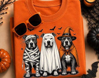 Halloween Pitbull PNG, Gruseliger Pitbull Hund PNG, Geisterhexe Mummy Pitbull Design, Hundemama Halloween Sublimation