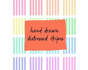 Küsten Preppy Handgezeichnete Streifen PNG Bündel, Retro Strand Sommer Clipart (digitaler Download)