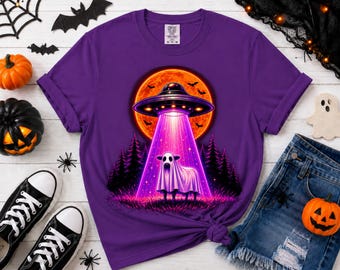 Halloween Alien Cow Abduction PNG, Ghost Cow PNG, UFO Cow Sublimation, Spooky Cow Shirt Design, Halloween png (Digital File)