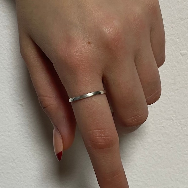 Silberring 2mm, glänzender Bandring