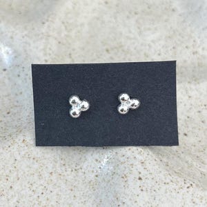 3 ball earrings, simple silver stud earrings, sterling silver earrings