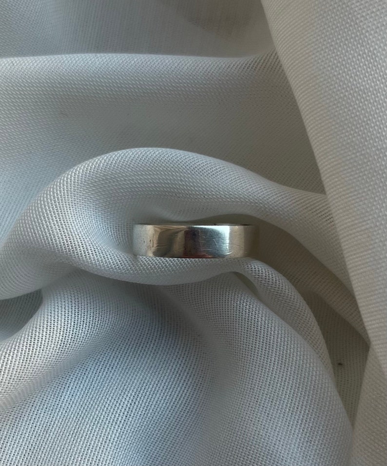 Silver ring 5 mm, shiny band ring image 1
