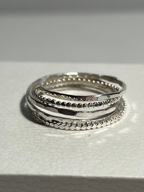 指輪・リング Silver Combination Texture Oval Shape Hammered Surface Ring Silver Combination Texture Oval Shape Hammered Surface Ring