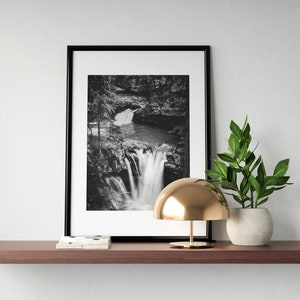 Tiered Waterfall - Black & White Photo - Banff National Park - Canadian Rockies - Original Photo - Digital Download - Printable