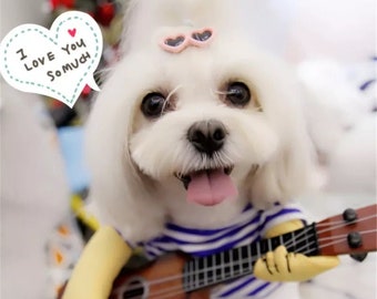 Dog Cat Pet Guitar Costume Clothes, Musician Pet Cosplay Clothing, Guitar Player Pet Gifts, Fancy Dress Party Puppy Clothes, Festive Costume