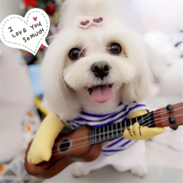 Dog Cat Pet Guitar Costume Clothes, Musician Pet Cosplay Clothing, Guitar Player Pet Gifts, Fancy Dress Party Puppy Clothes, Festive Costume