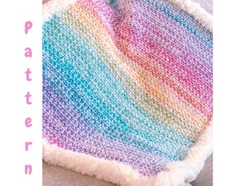 Rainbow Moss Stitch Baby Blanket Pattern/ Crochet rainbow pattern