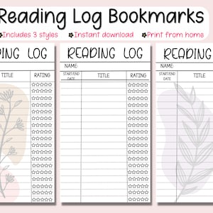 Reading log bookmark / reading tracker / printable reading bookmark / printable bookmark / booktok