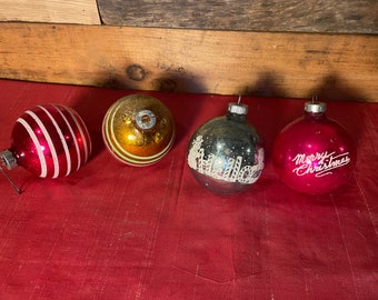 Vintage SHINY BRITE Ornaments, Set of 3: Assorted