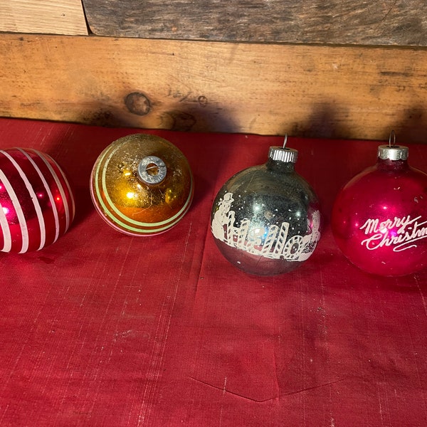 Vintage SHINY BRITE Ornaments, Set of 3: Assorted