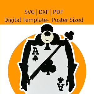 Digitale sjabloon, posterformaat clubkaart soldaat | Avontuur in Wonderland | Theekransje decor| Hartenkoningin| Grote sjabloon
