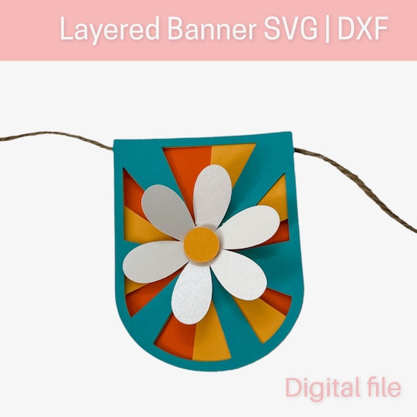 Layered Banner SVG| Pennant| Bunting| Groovy Banner SVG| Retro 70s theme banner| Vibe