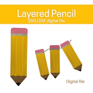 Arquivo digital SVG DXF de banner de lápis em camadas | Flâmula | Bandeirinha| Apreciação do professor DIY | De volta às aulas baixar