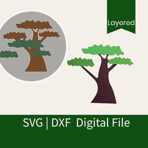 Digital geschnittene Datei mit Safari Baum | Safari Dschungel Baum|Afrikanische Savanne Baum Silhouette| Wildtiere SVG DXF