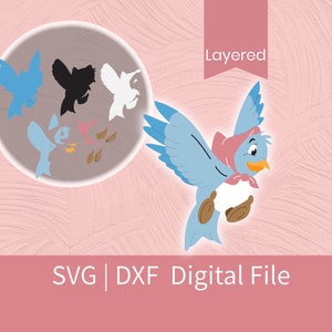 Pássaro Azul com Bandana Arquivo Digital | Em Camadas | Pássaro Princesa