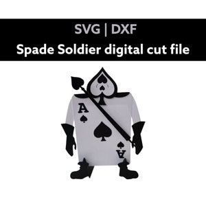 Soldato di carte Spade/Avventura nel Paese delle Meraviglie SVG DXF/File di taglio digitale/Decorazione Tea Party/Regina di cuori